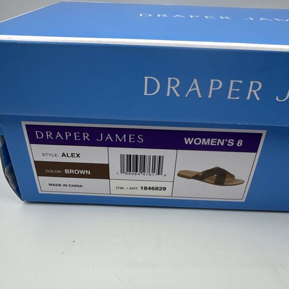 NEW Draper James Women's Size 8 Raffia Cross Strap Slip On Sandals, “Alex” Brown - Picture 14 of 16